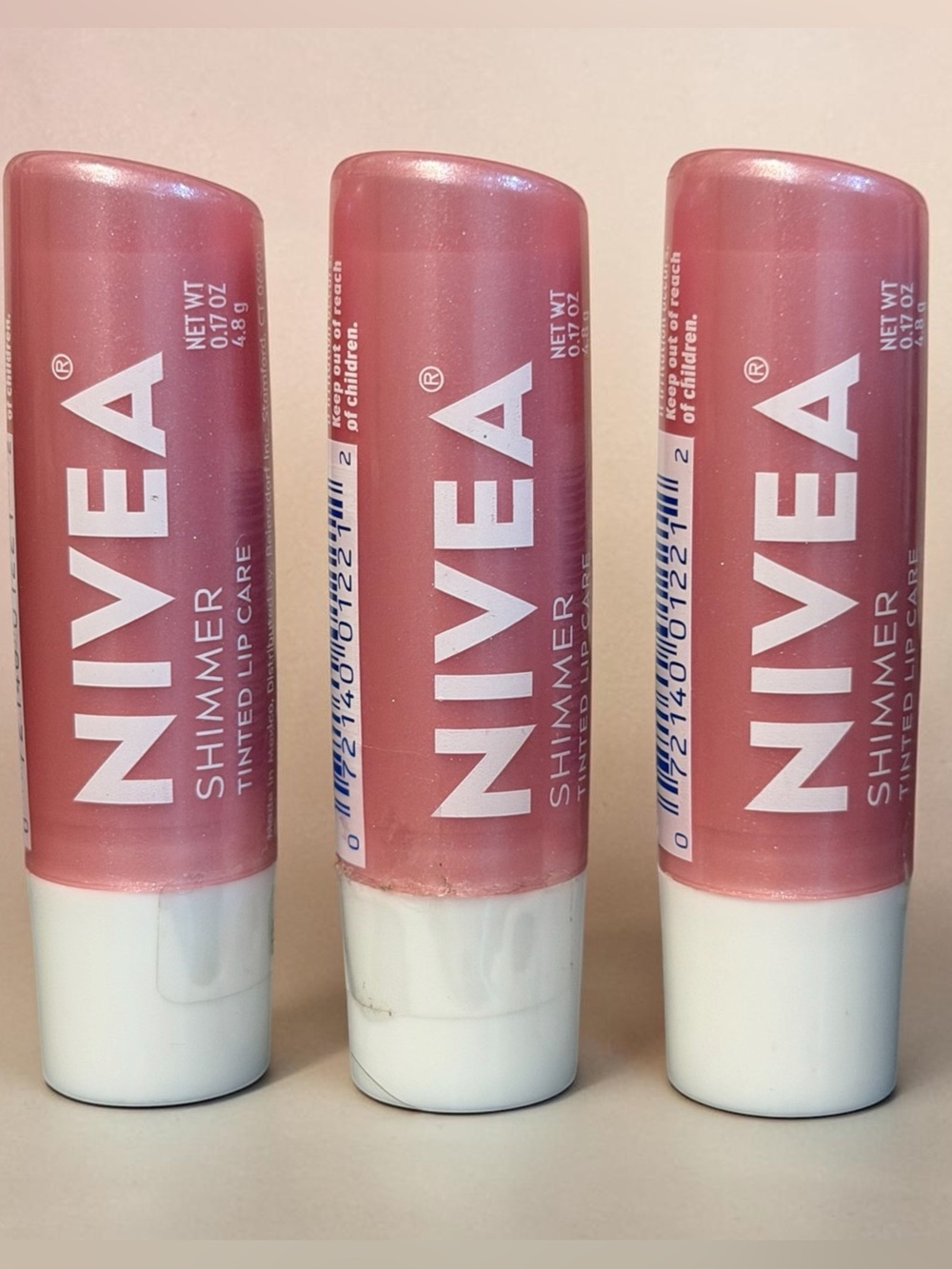 NIVEA Shimmer Tinted Lip Care Balm Bundle - Set of 3